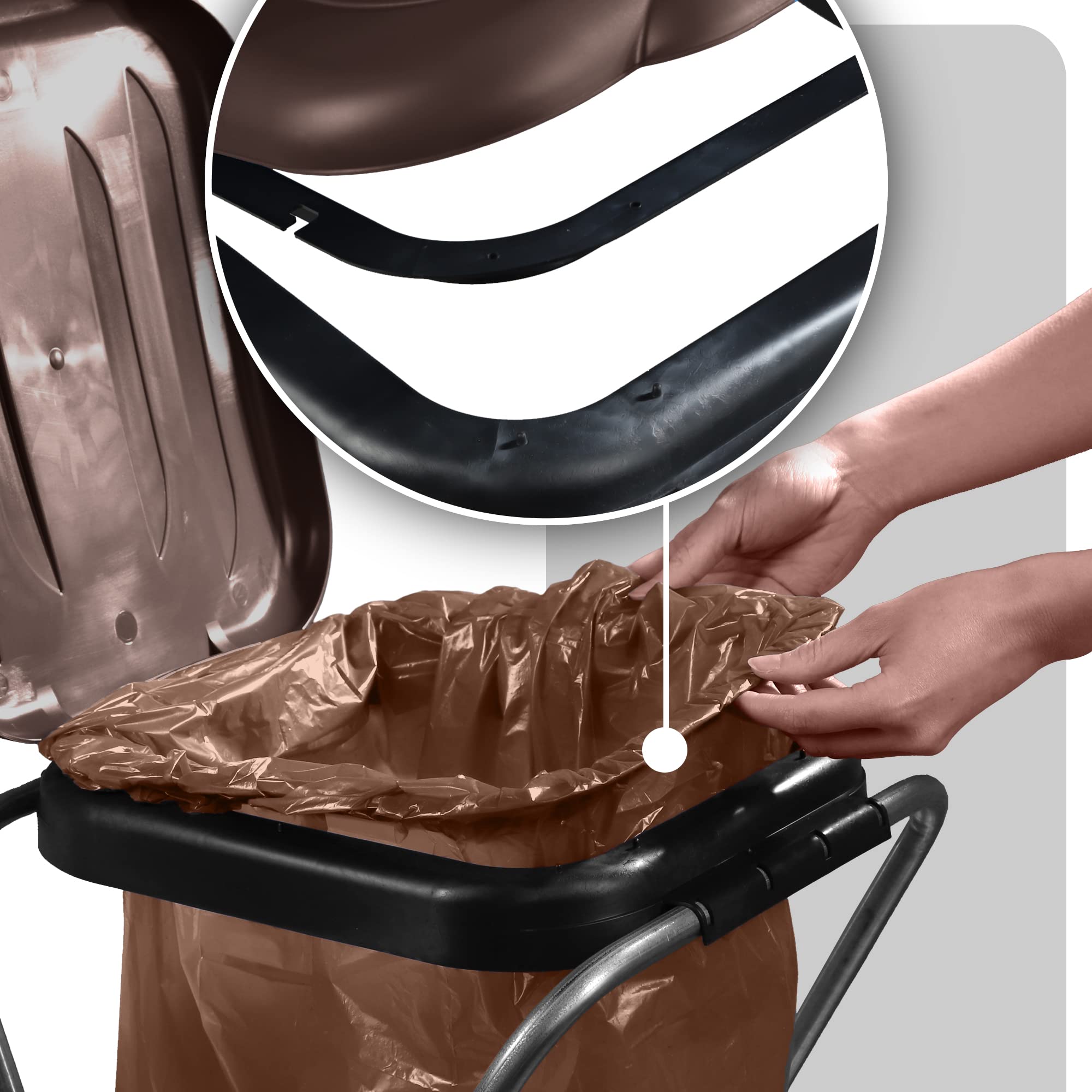 KADAX Porte-Sac Poubelle pour Intérieur et Extérieur, Support Pratique et Efficace pour Les Sacs de Recyclage, Facilitant la Gestion des Déchets (Marron)