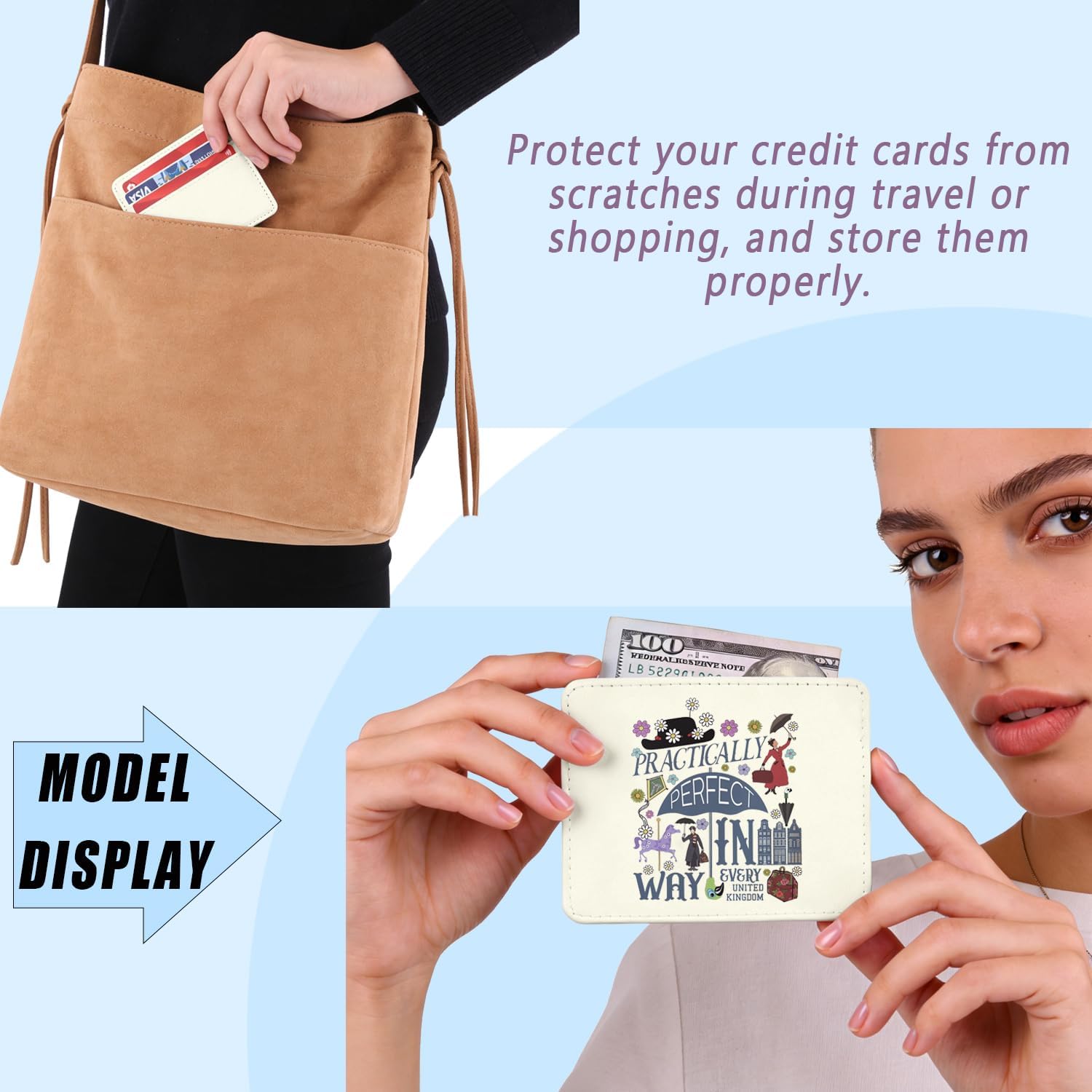 ENSIANTH Movie Quote Front Pocket Wallets Practically Perfect in Every Way-Fantasy Inspired Gift Musical Fans Leather Wallet (Mary CH)