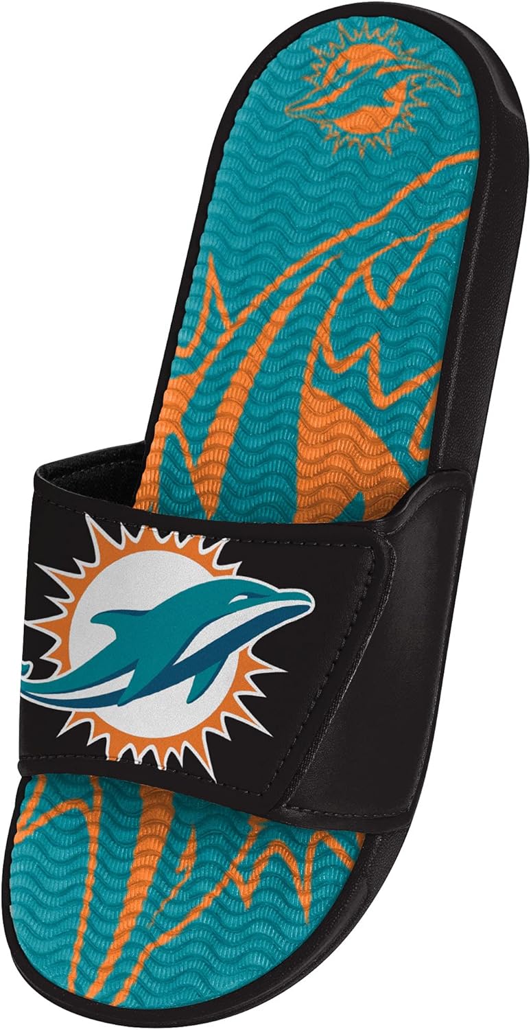 FOCO mens NFL Team Logo Athletic Sport Shower Flip Flop Sandals Gel Slides