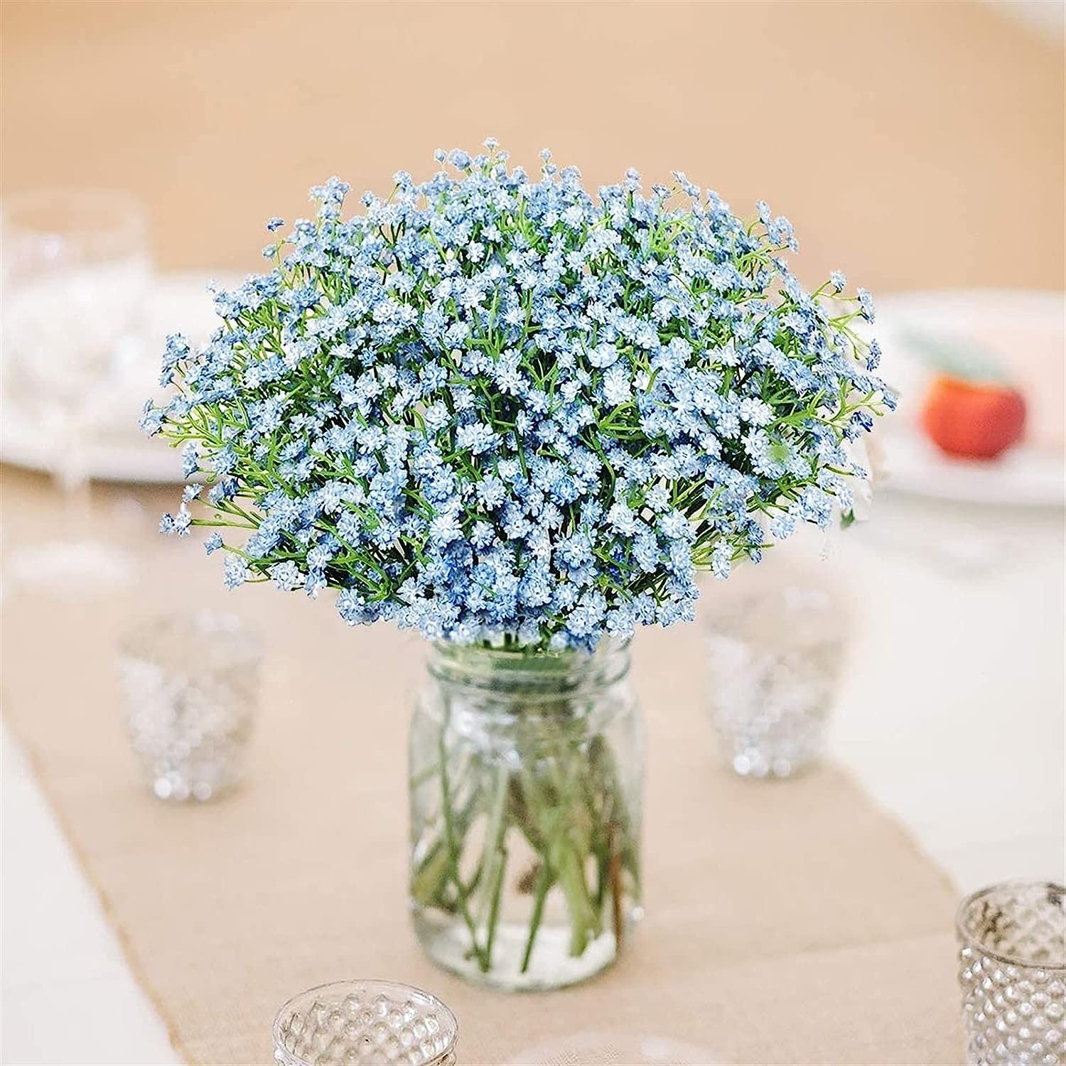 Uhky 6 Pcs Artificial Baby Breath Gypsophila Flowers Bouquets Real Touch Flowers for Wedding Party DIY Wreath Floral Arrangement Home Decoration (Blue) - Image 2