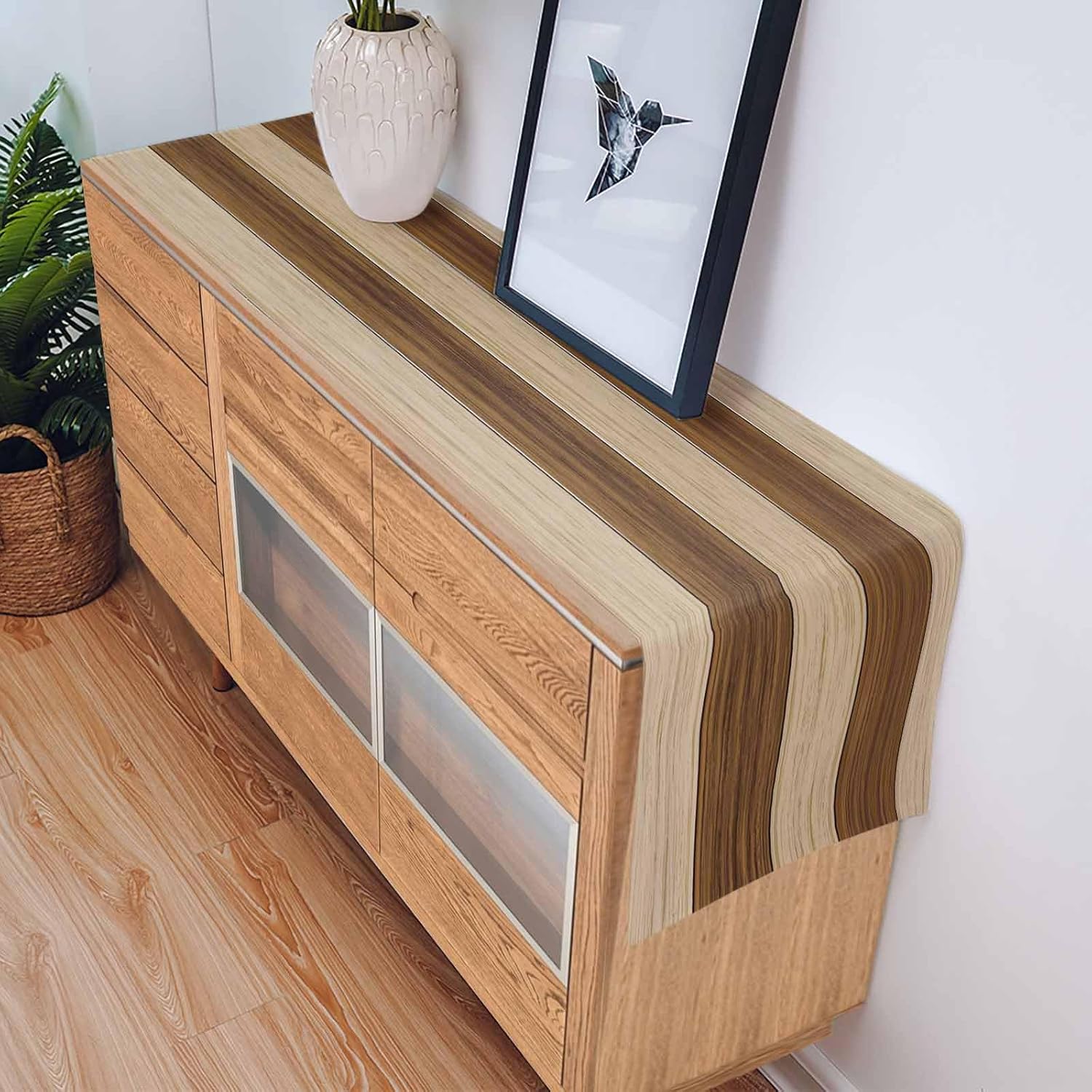 Dining Table Runner Dresser Scarves, Vintage Rustic Brown Wood Grain Table Runners 108 inches Long,Non-Slip Washable Coffee Table Runners for Wedding Party Holiday Dinner Table Decoration