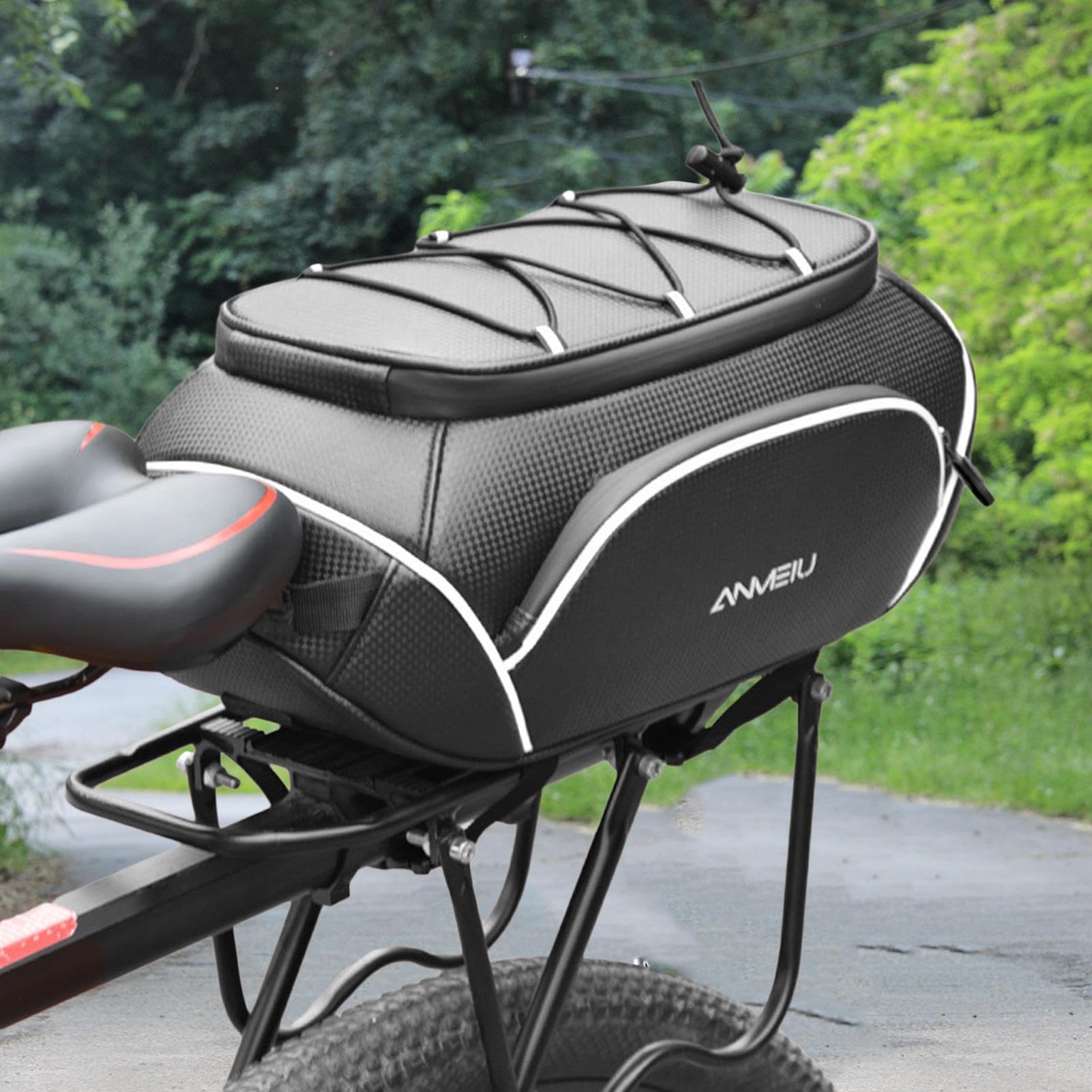 Alforjas para bicicleta de 10 litros, impermeable, ajustable, alforjas de sillín para portaequipajes trasero, para carretera, bicicleta de montaña, scooter eléctrico, desplazamiento, al aire