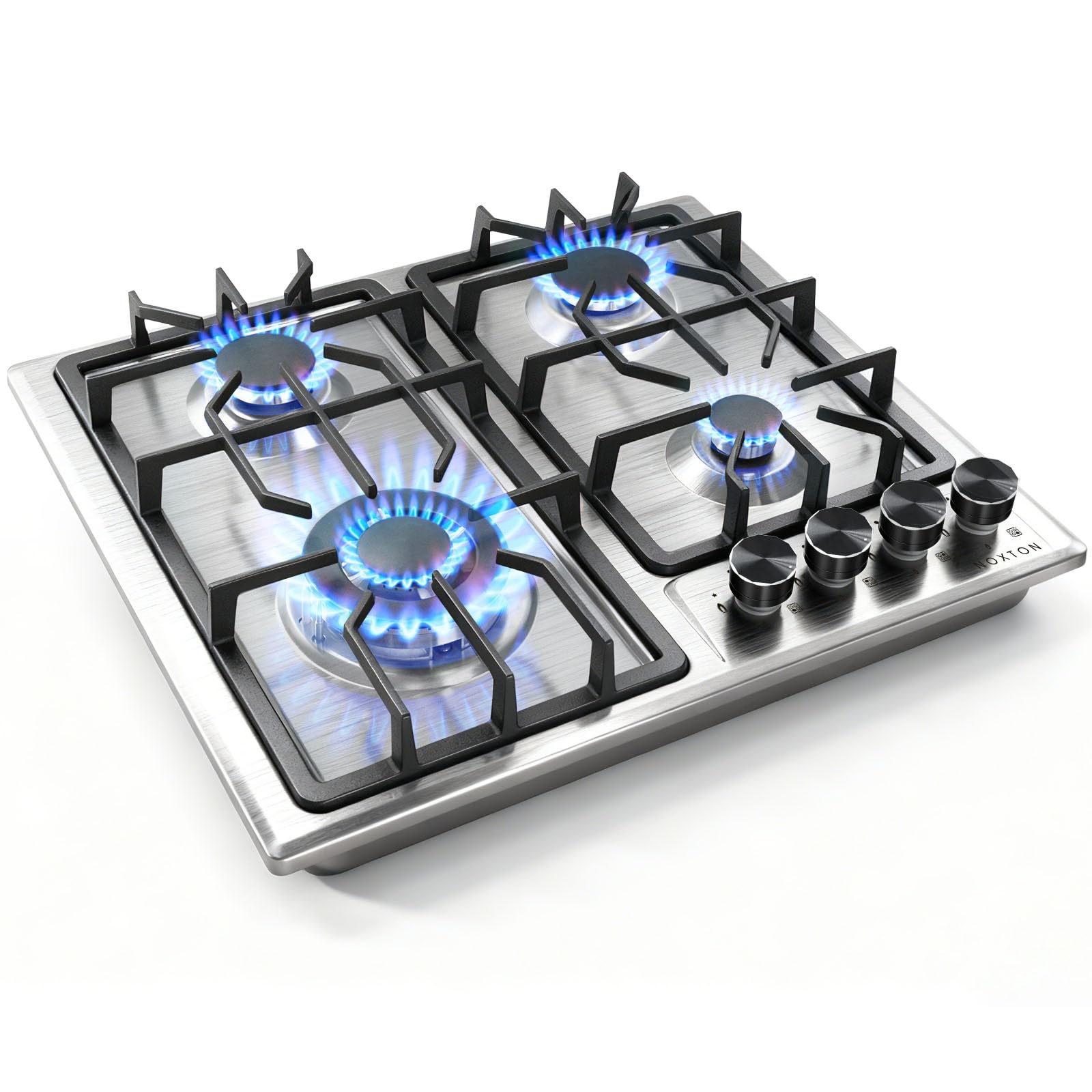 Snapklik.com : Noxton Gas Cooktop 24 Inch, 4 Burners Stove Top, LPG/NG