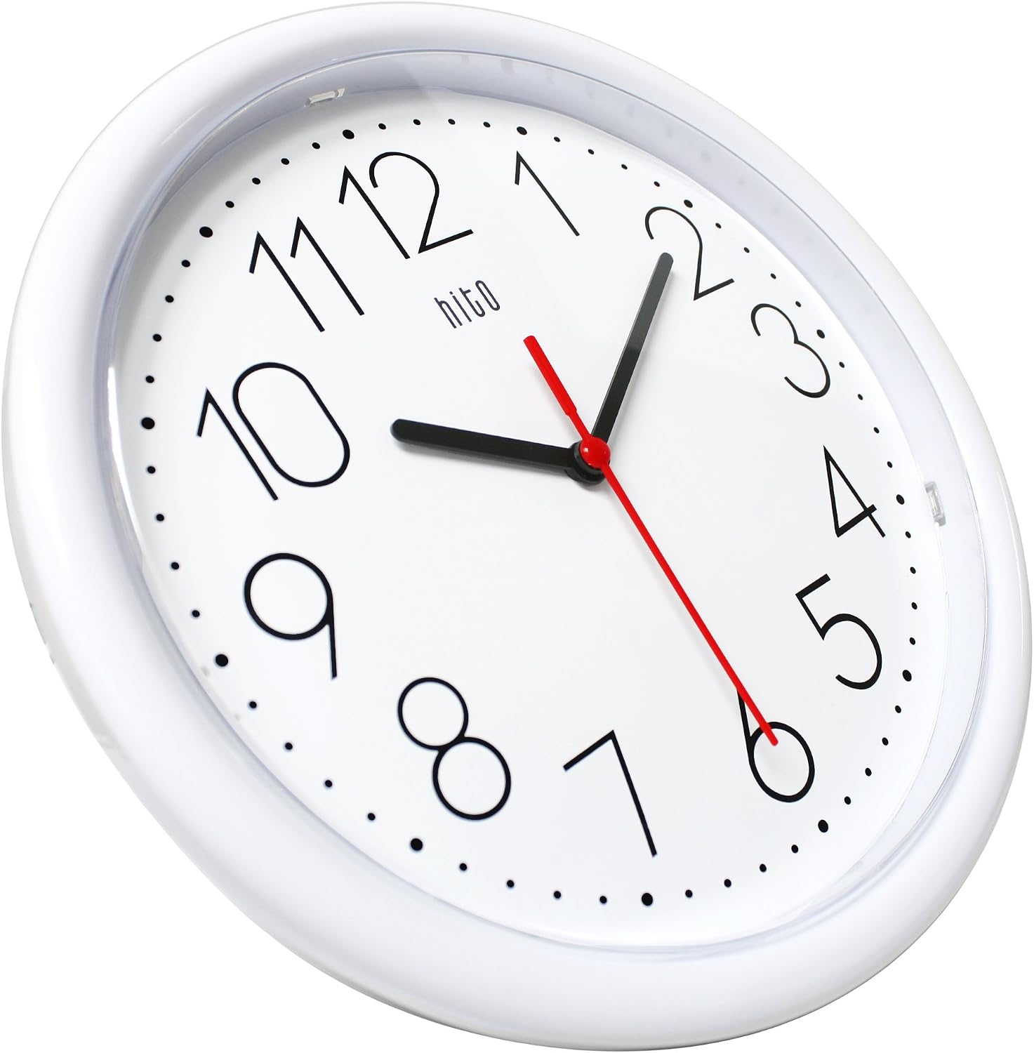 hito Silent Wall Clock Non ticking 10 inch Excellent Accurate Sweep Movement, Decorative for Kitchen, Living Room, Bathroom, Bedroom, Office (White)