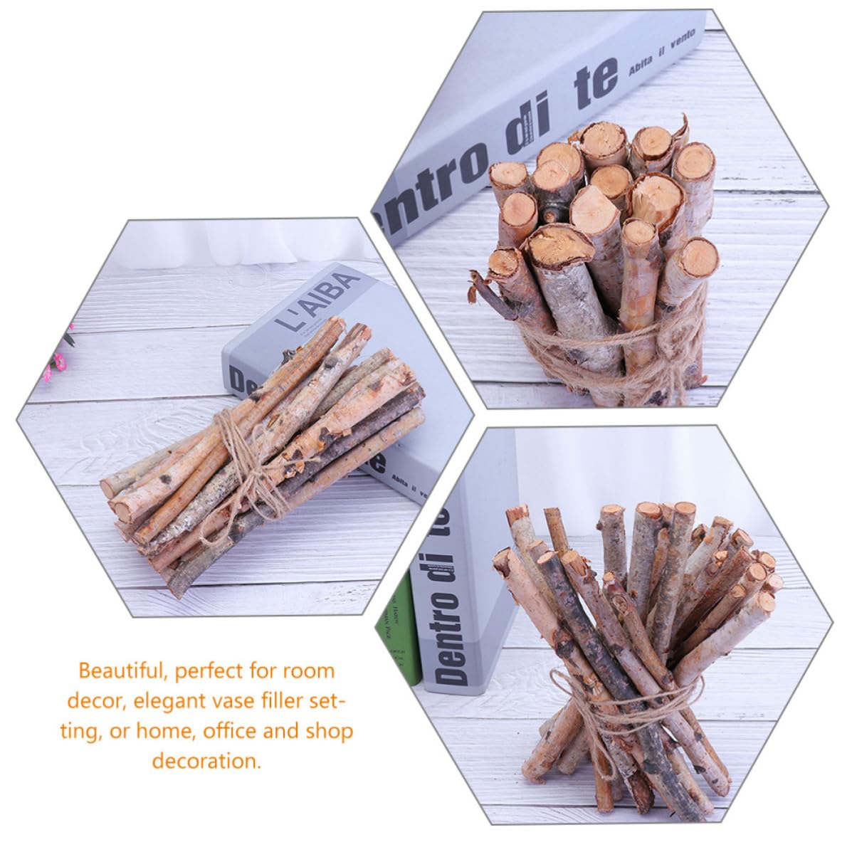 40 Pezzi Rami di Betulla Naturali Corteccia, Bastoncini di Legno Grezzo per Decorazioni Natalizie e Fai-da-te, per Arredamento Casa e Artigianato