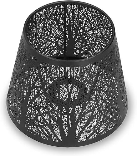 Pantalla de metal para lámpara de mesa, pantalla de luz tallada con forma de árbol de bosque E27, pantalla de lámpara pequeña para decoración de