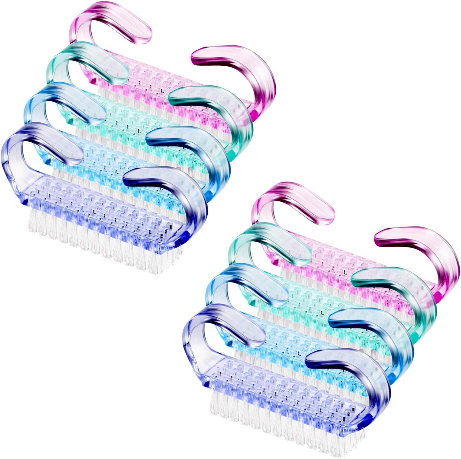 Nail Brush 8 Pcs Mini Handle Nail Brush Hand Scrubbing Cleaning Brush Fingernail Brushes Plastic Clean Brush, Kids Nail Scrubbing Brushes for Cleaning Nails(Blue, Green, Pink, Purple) (Small)