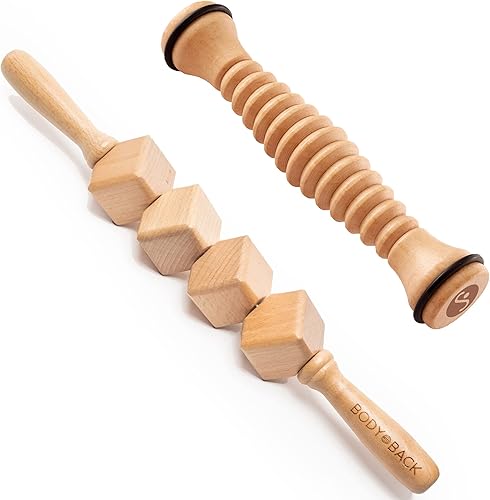 Body Back Paquete de rodillos para pies y cuerpo masajeador de pies de madera y rodillo corporal para fascitis plantar reducción de celulitis y