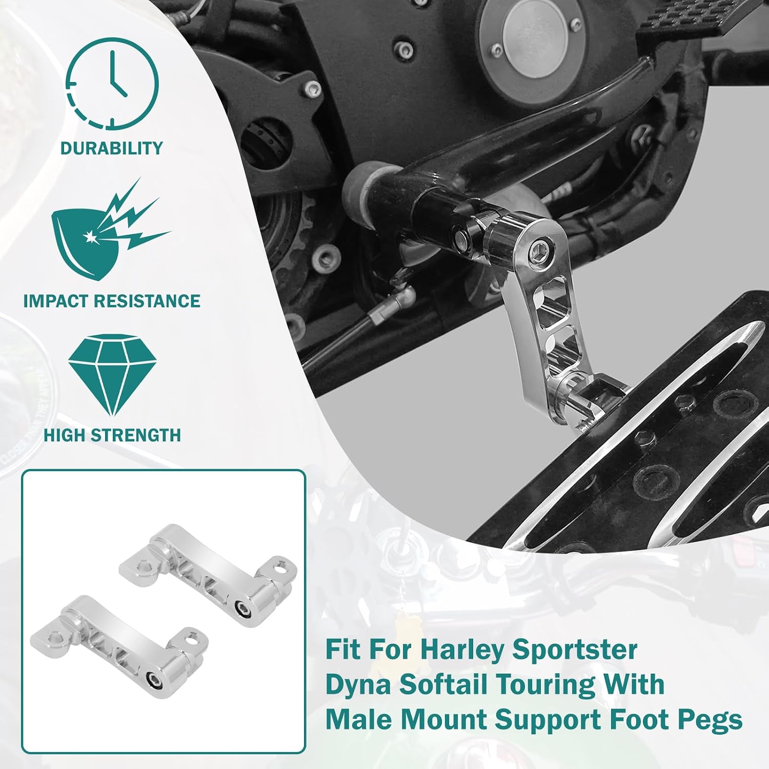 Foot Peg Extension Highway 2 1/4" Footpegs Adjustable 360°Rotating Mounts Clamp Mount Bracket Fit For Harley Touring Road Glide Road King Street Glide Sportster Dyna Fat Bob Softail