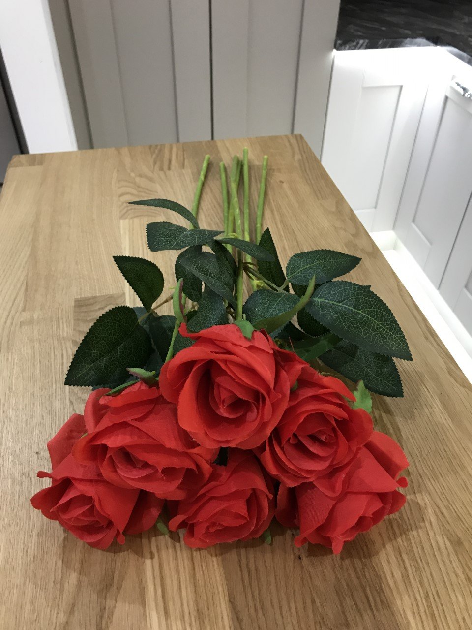 Best Artificial 45cm Single Rose Silk Flower Stem Wedding Home Garden Arrangement (6, Red) โ image 1