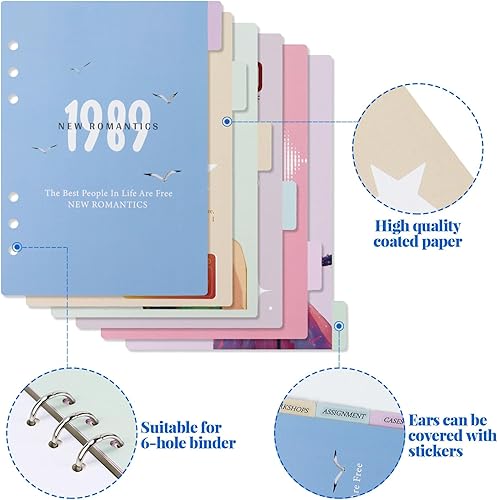 Miniatura 10 de MultiBey Divisores A4 de plástico blanco esmerilado transparente de 3 anillas, separadores resistentes de 3 agujeros para diario, planificador de