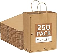 Vista 14 de JET PAPER BAGS - Bolsas grandes de papel marrón con asas de 13 x 7 x 17 pulgadas [25 piezas] Prime para llevar, comestibles, golosinas, venta al por
