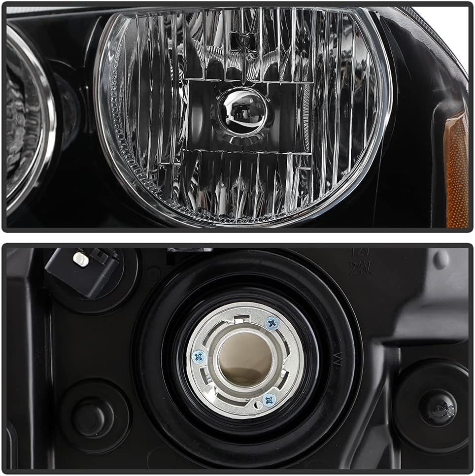 ACANII - For Black 2008-2014 Dodge Avenger Headlights Headlamps Replacement 08-14 Driver + Passenger Side