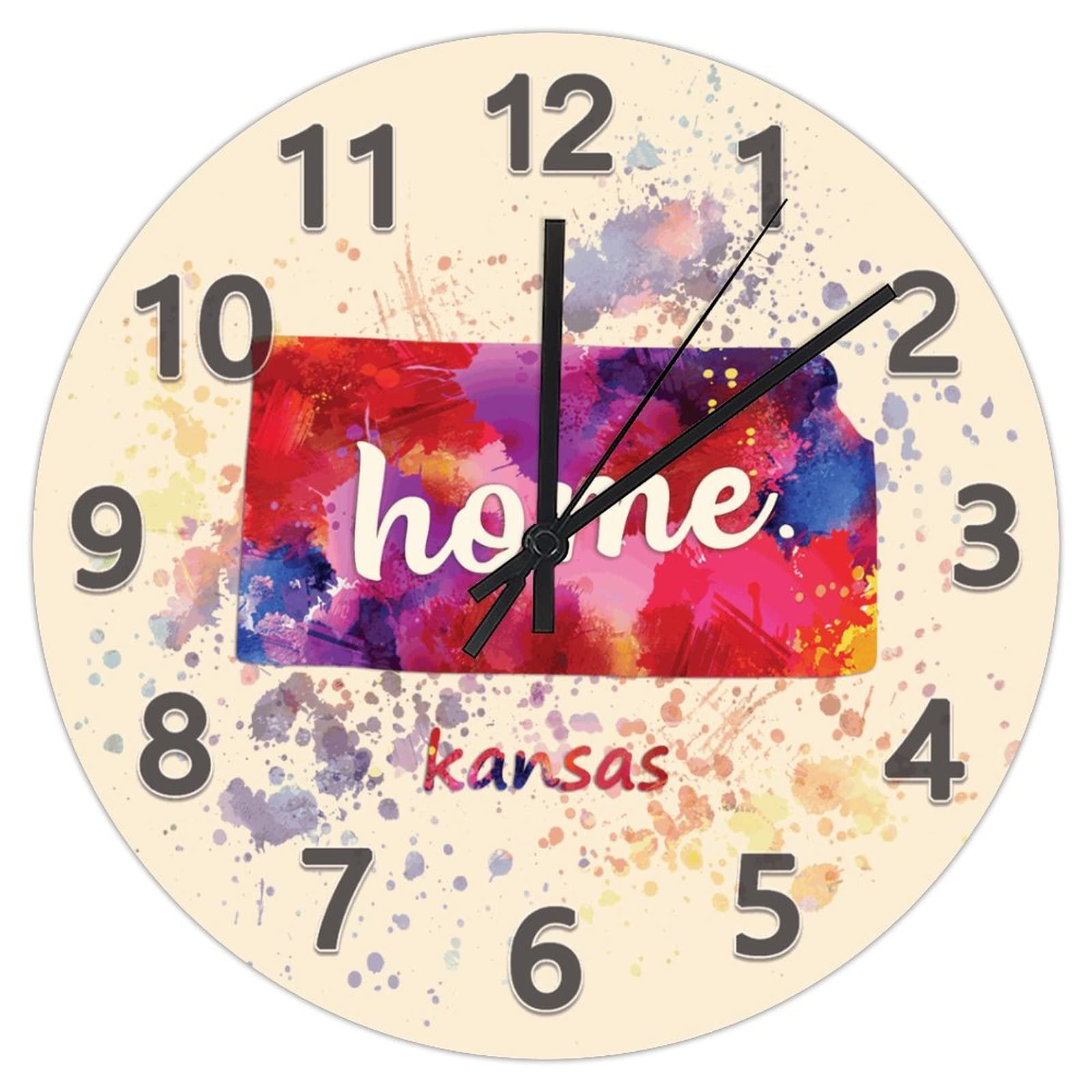 Horloge silencieuse sans tic-tac Kansas State Home décorative en PVC