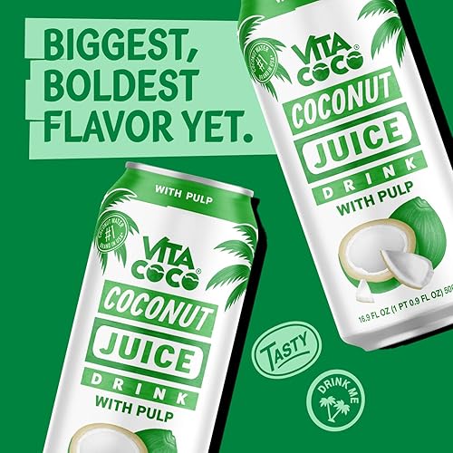 Miniatura 3 de Vita Coco Jugo de coco, original con pulpa, sabor a coco grande y atrevido, electrolitos naturales, hidratación dulce y refrescante, lata de 16.9