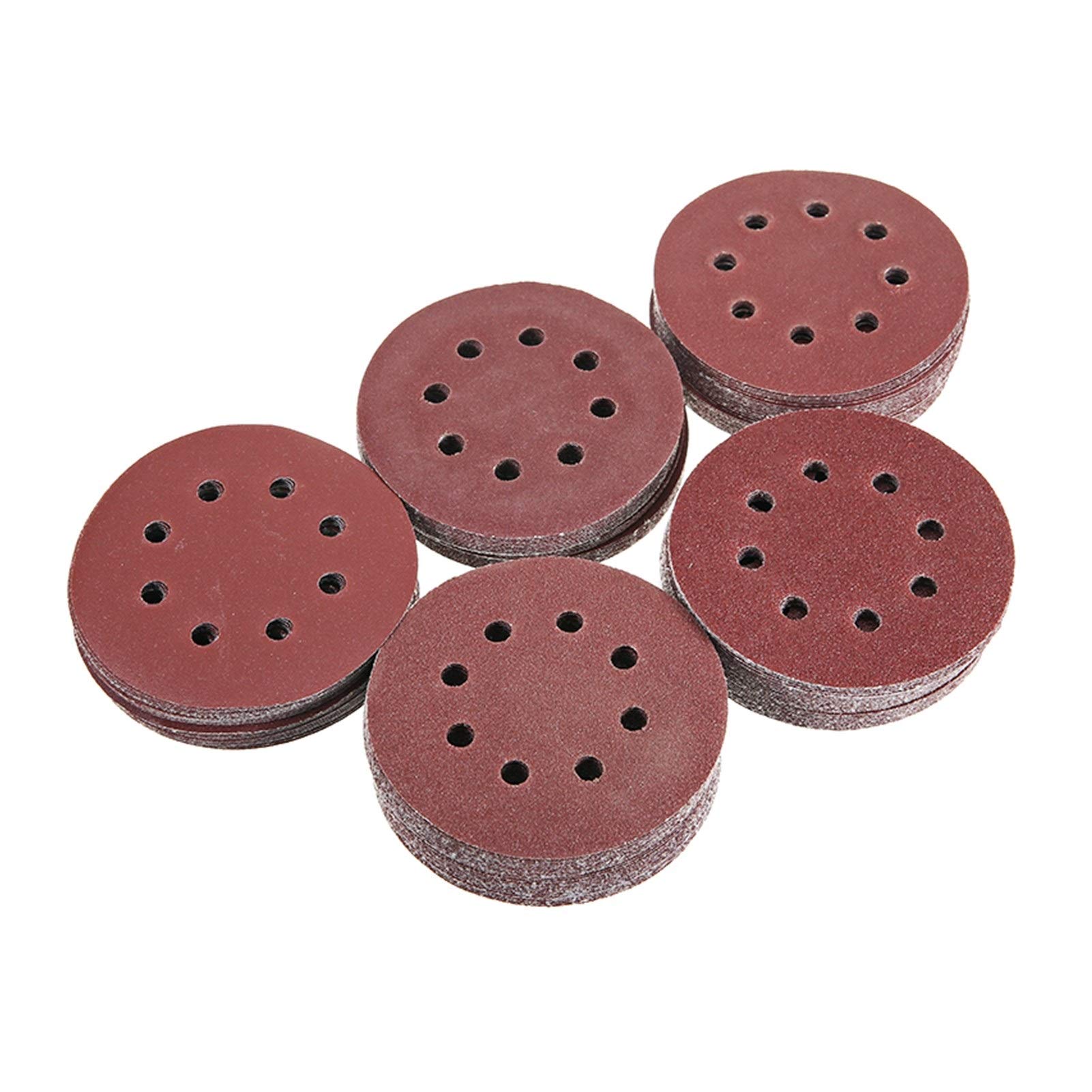Pure-sander Papiers 125mm Sanding 60 80 100 120 240 Grits Ponçage disques Crochet boucle Poncer Accessoires Pièces for le polissage Outils 125pcs / Set
