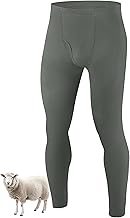 Long Johns for Men Thermal 180g/M², Merino Wool Base Layer with Fly, Warm Thermal Bottoms Fleece Lined Pans (S-XXL)