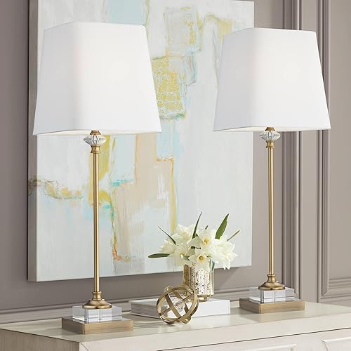 Regency Hill Julia - Juego de 2 lámparas de mesa auxiliares de 29 12 pulgadas de alto, estilo bufé, estilo tradicional glamuroso, cristal dorado,