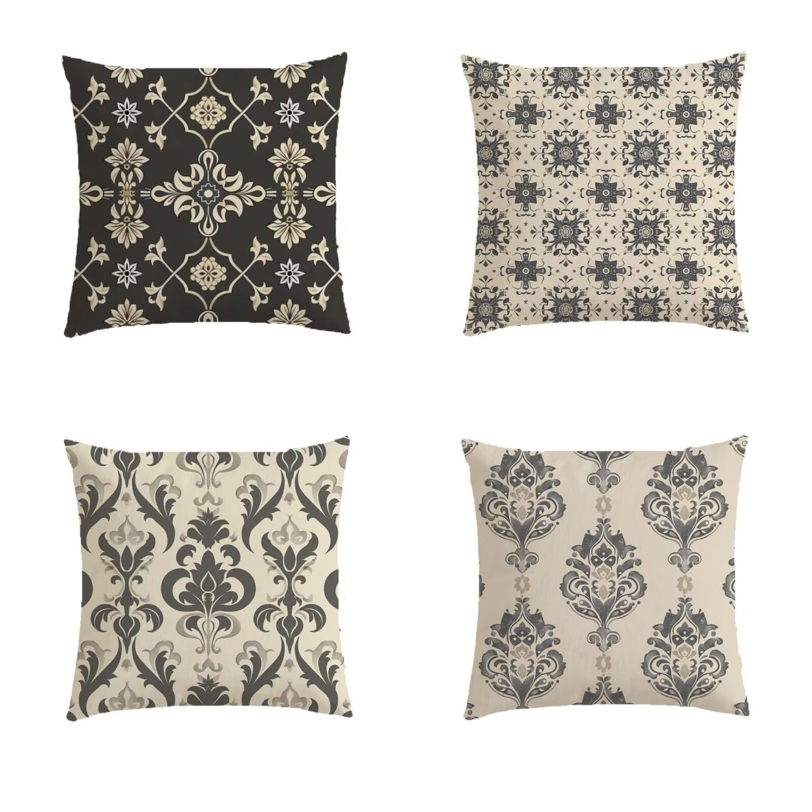 Housse coussin exterieur imperméable 80x80 couleur crème lot de 4