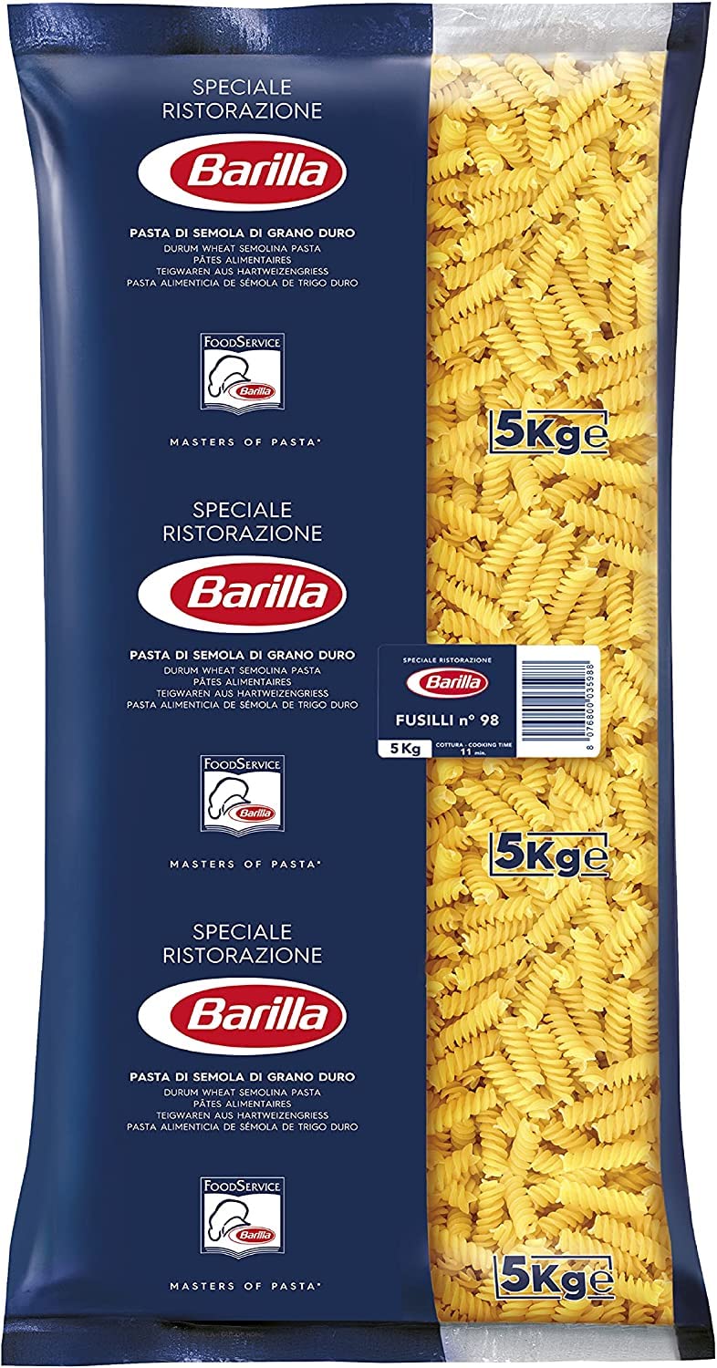 3 pastas Barilla Fusilli Ristorante n.º 98 italianas fideos 5 kg + Polpa italiana Gourmet