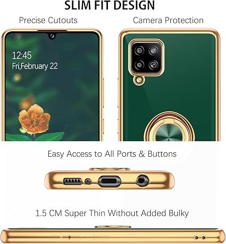 Miniatura 7 de DUEDUE Funda para Samsung Galaxy A42 con soporte de anillo, rotación de 360 grados, dedo magnético para automóvil, TPU suave, delgada, a prueba de