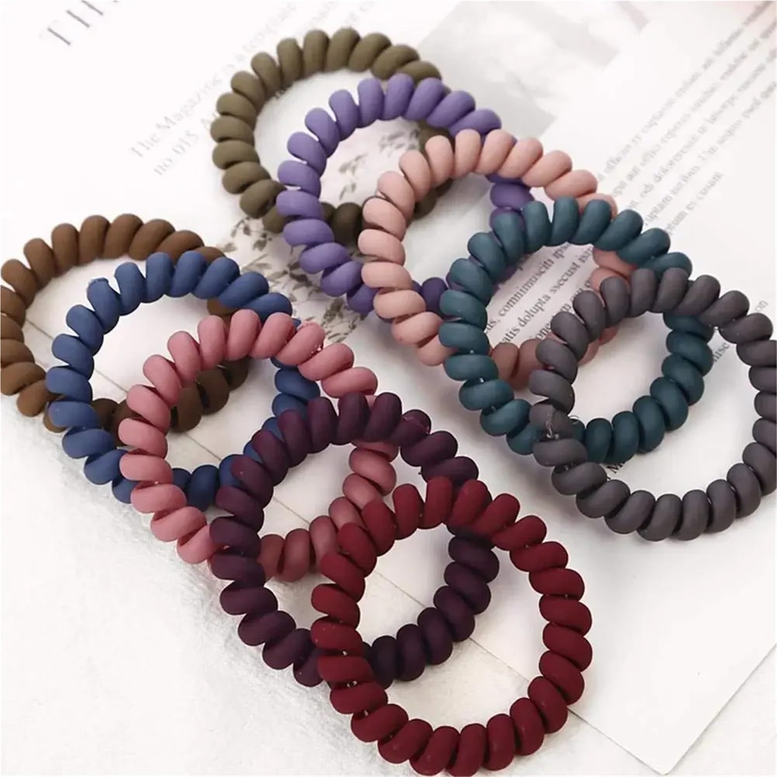 Elastici per capelli, 100 pezzi, colore caramella, opachi, a spirale, elastici (F)
