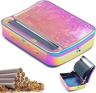 BOZILY Tobacco Rolling Machine, 1 PCS Automatic Cigarette Rolling Machine, 70mm Cigarette Portable Metal Box for Cigarette Rolling, Roller Cigarette Accessories(Multicolour Fixed Pattern)