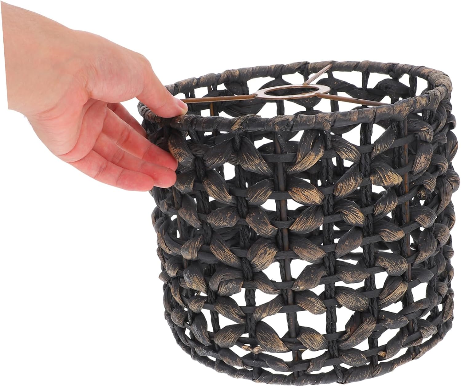 Handmade Rattan Woven Pendant Light Shade Large Drum Chandelier Lamp Shade for Living Room Boho Style Ceiling Light Fixture