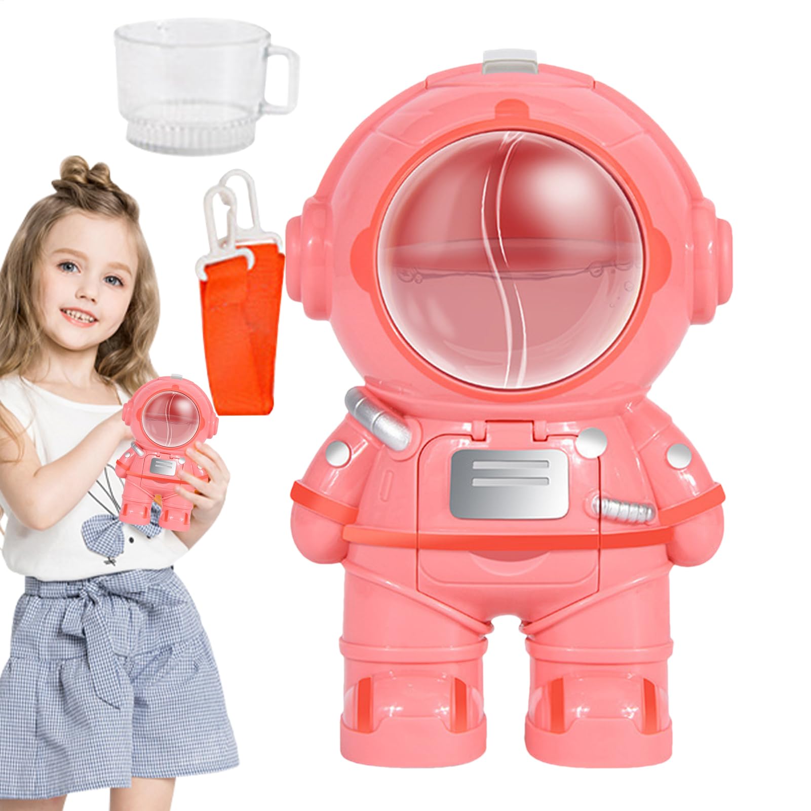 Water Dispenser Toy Kids - 250ml, Cute Design Astronaut Style Water Cooler Bottle Toy Set | Mini Drink Dispenser Strap Cup for Outings and Picnics, Kids Present