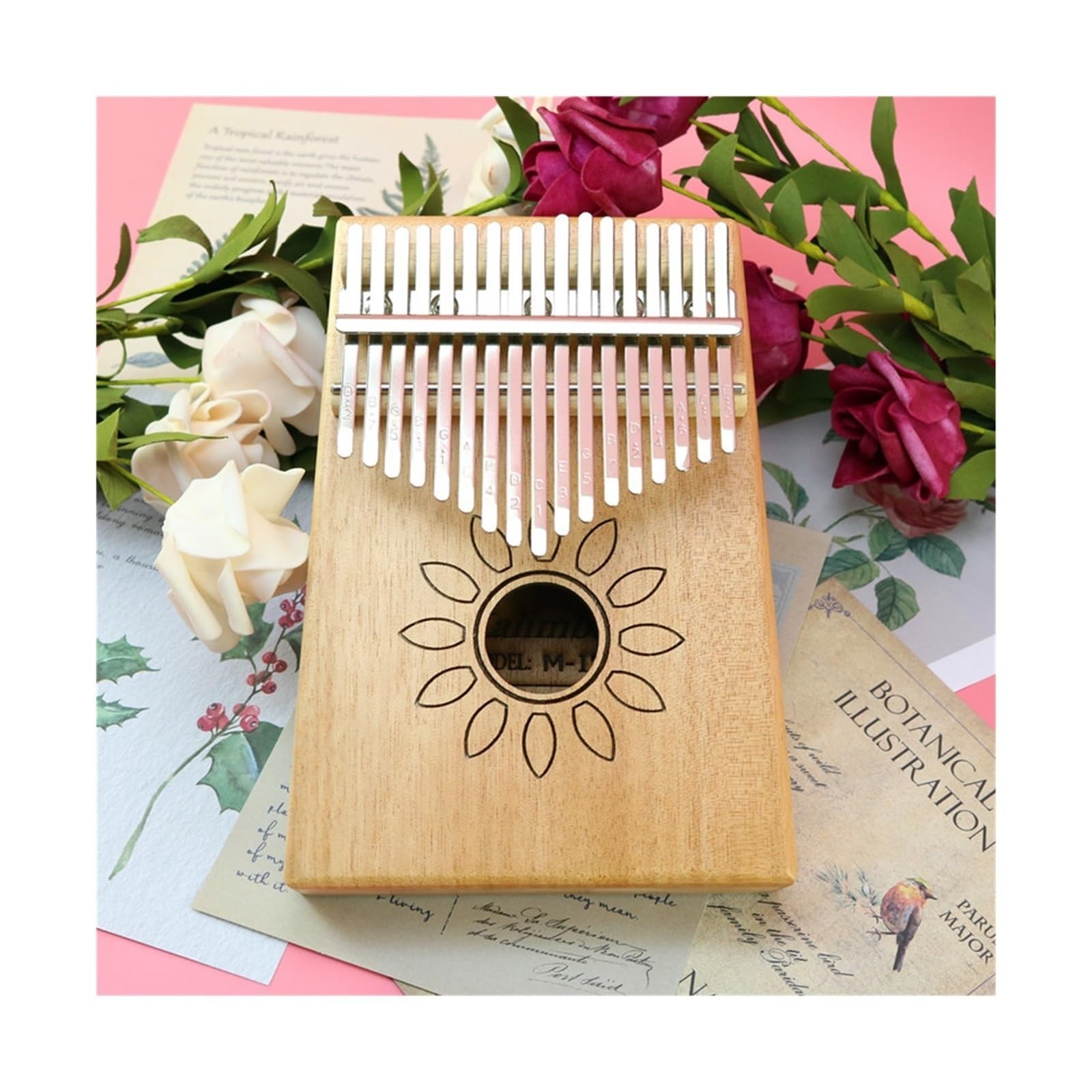 kalimba mini 17-tonowy fortepian palcowy w kolorze drewna w kształcie słonecznika 17-tonowy instrument muzyczny dla początkujących kalimba