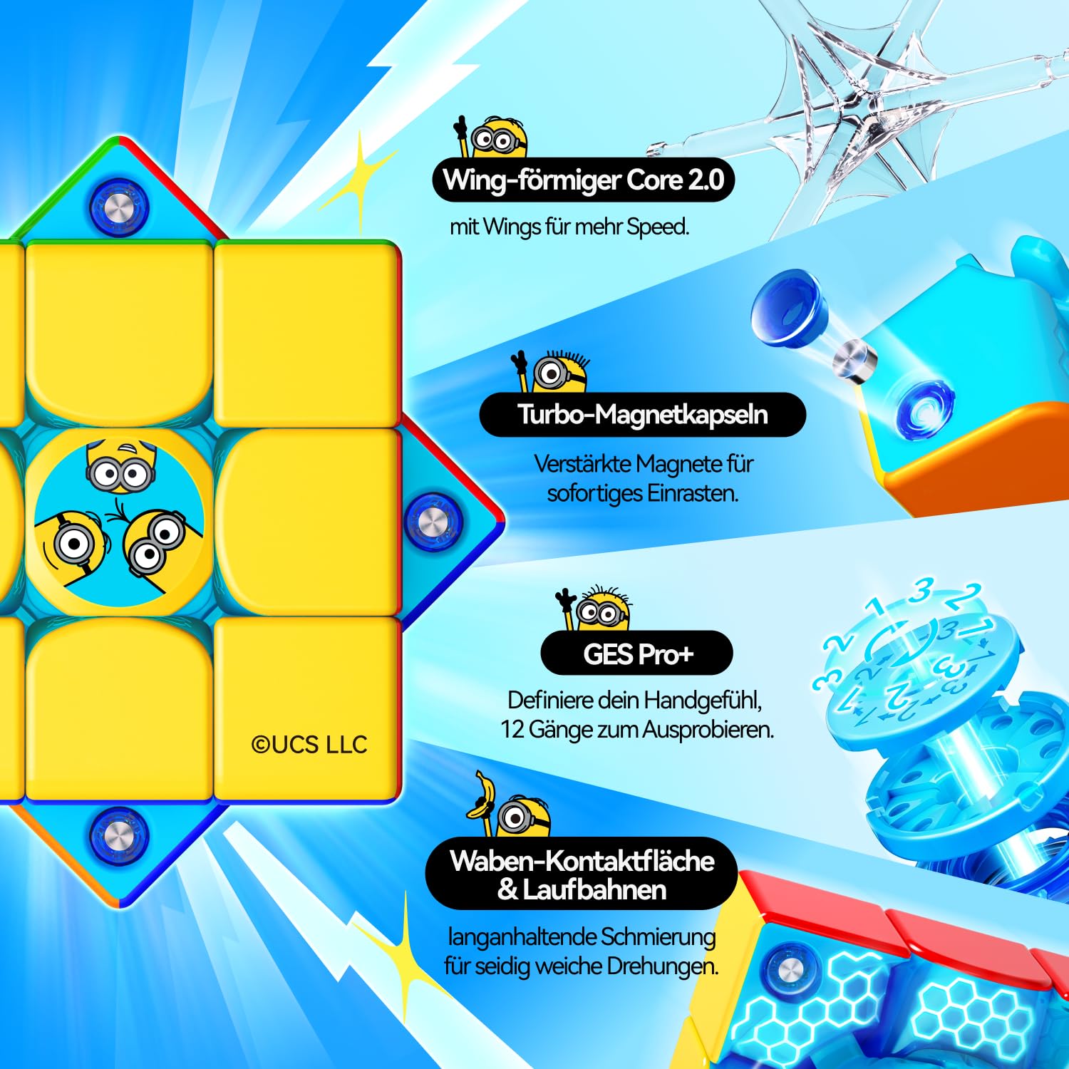 GAN 356 ME V2 Minions Zauberwürfel 3x3 & GAN Pyraminx Magnetisch Speed Cube