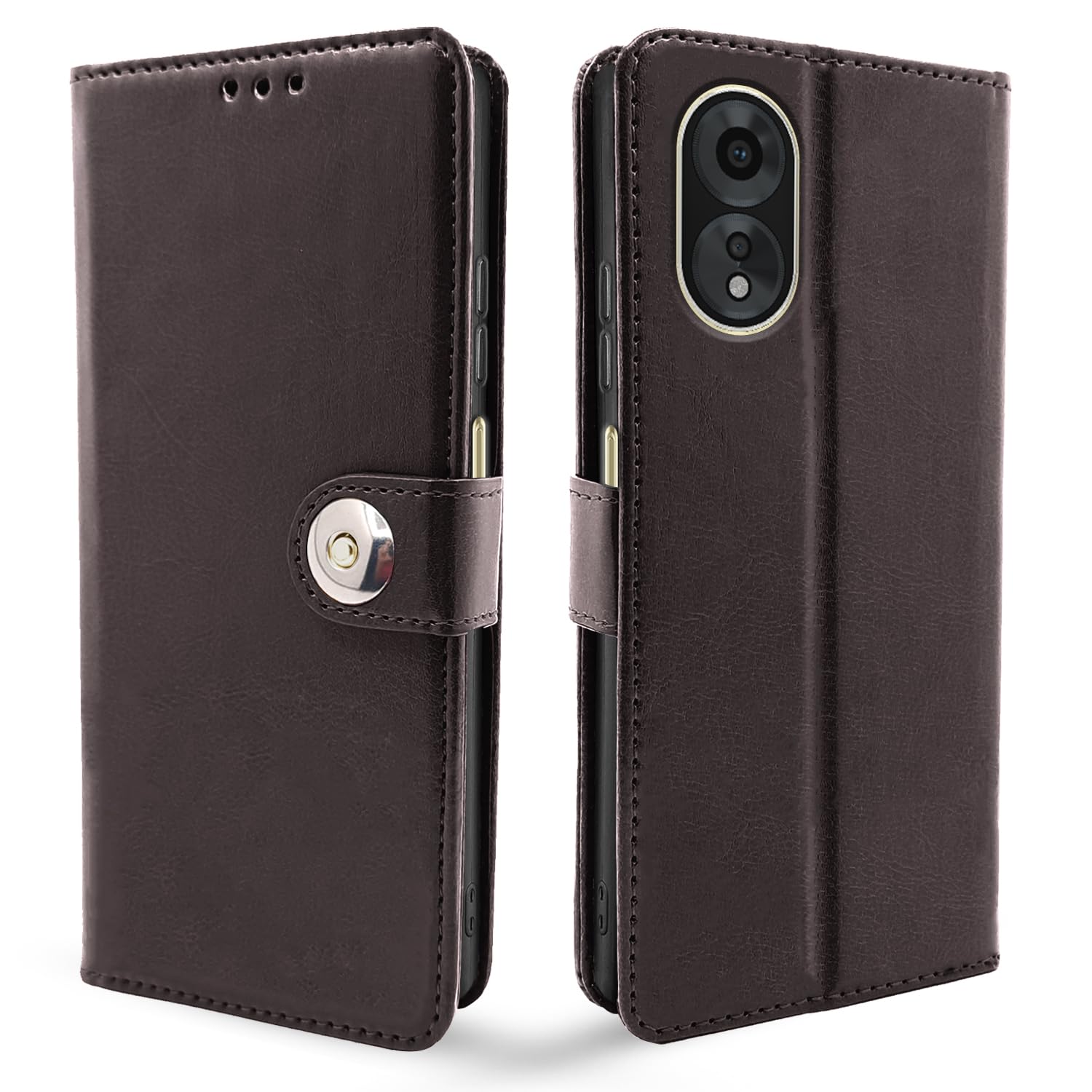 Pikkme Oppo A38 4G / Oppo A18 4G Flip Cover Leather Finish | Wallet Stand and Shock Proof | Inside TPU with Card Pockets | Complete Protection Button Flip Case (Coffee) (B0CMD8C1J9) Amazon Price History, Amazon Price Tracker