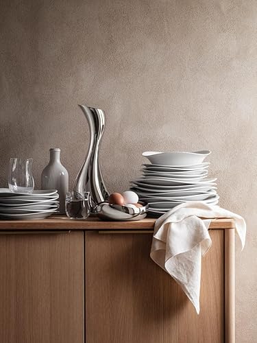 Georg Jensen Bandeja de servir con incrustaciones de cobra, acero inoxidable y tela