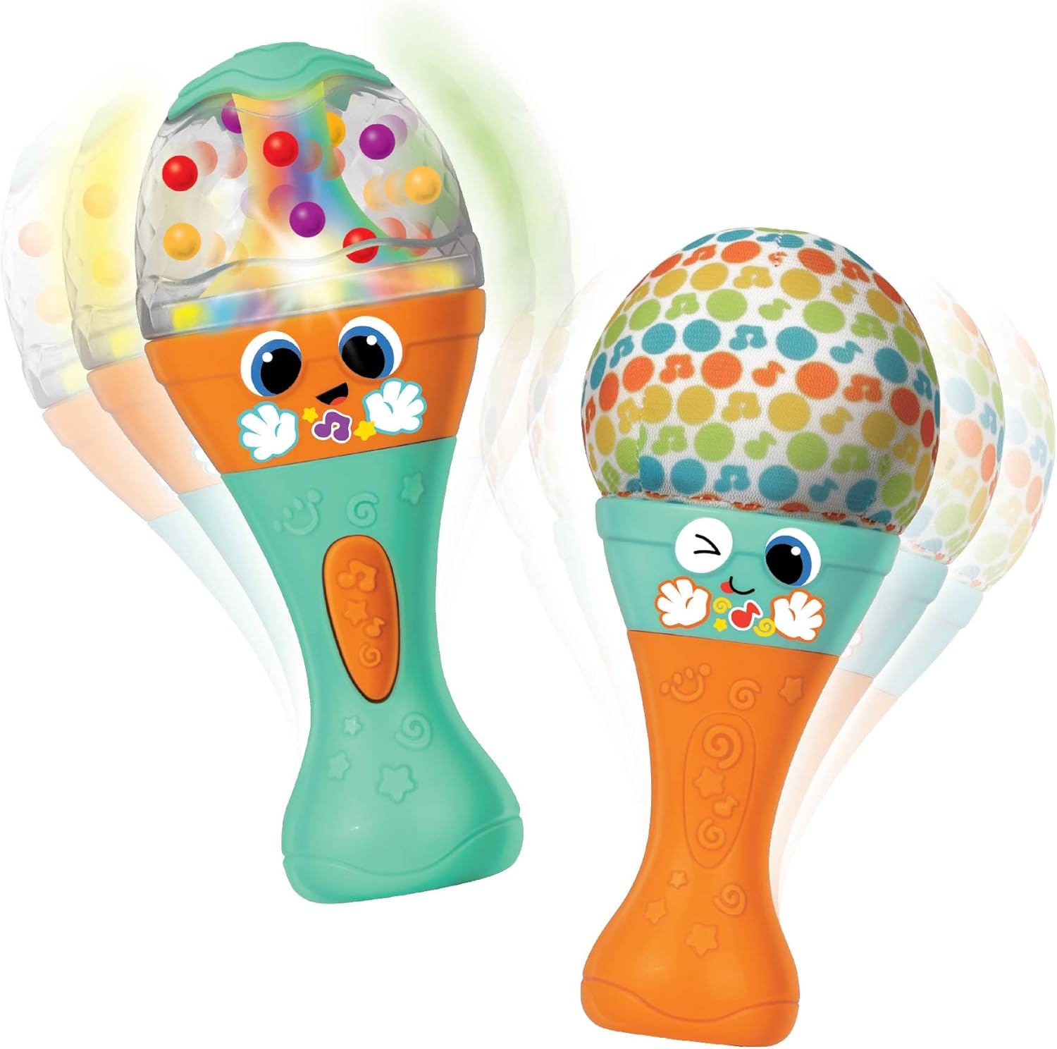 Winfun Baby Shaker Maracas – Musical Toy for Babies with Light-Up Colorful Beads, Soft Textured Top, Easy-Grasp Design, Promotes Fine Motor Skills, Hand-Eye Coordination, Sensory & Rhythm Development