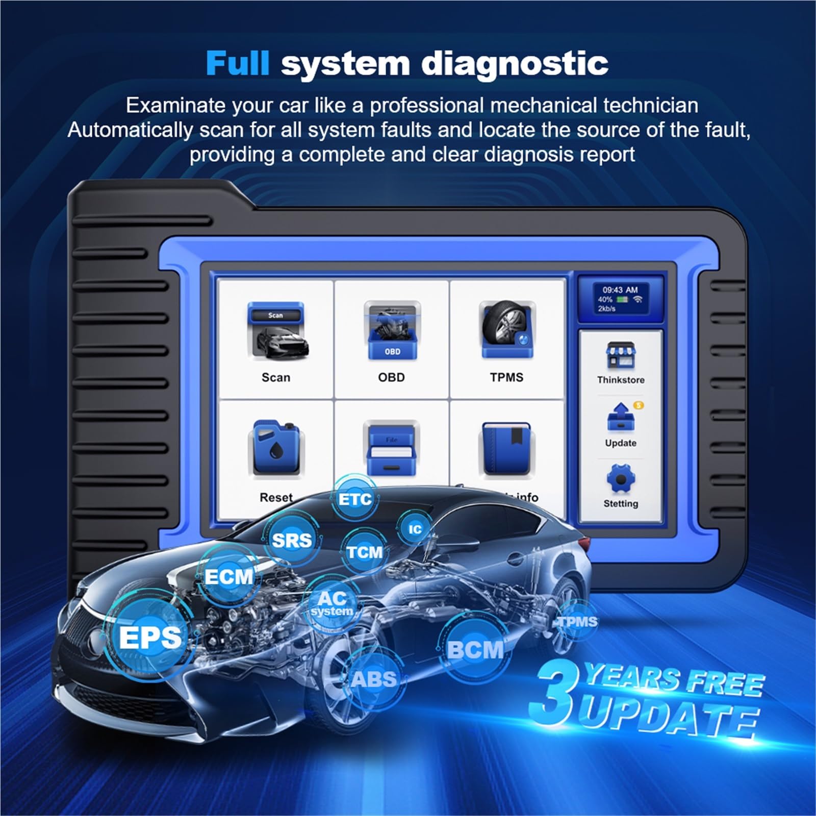 Professional Scan Tool Bi-Directional Control ECU Coding Auto Car Diagnostic Full System OBD2 Scanner