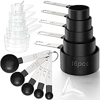 16PCS Measuring Cups and Spoons Set with Dual US Metric Markings, Funnel Included for Dry & Liquid Ingredients