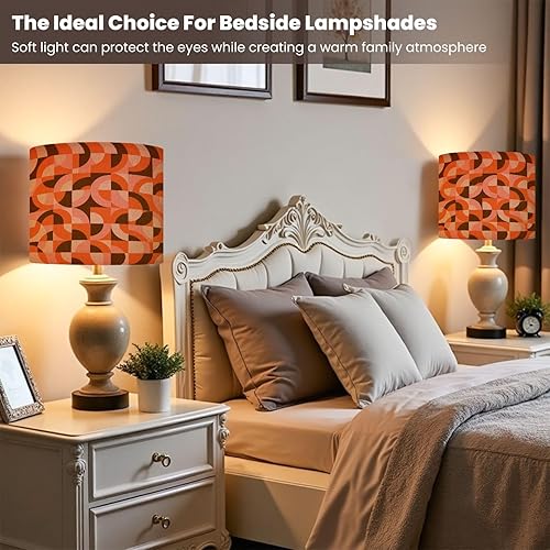 Miniatura 4 de Pink Lamp Shades 70 s Retro Funky 60s 70s Aesthetic Style Mid Century Modern Lampshades Boho 1 Pack Light Shade for Table Lamps Floor Lamps Drum