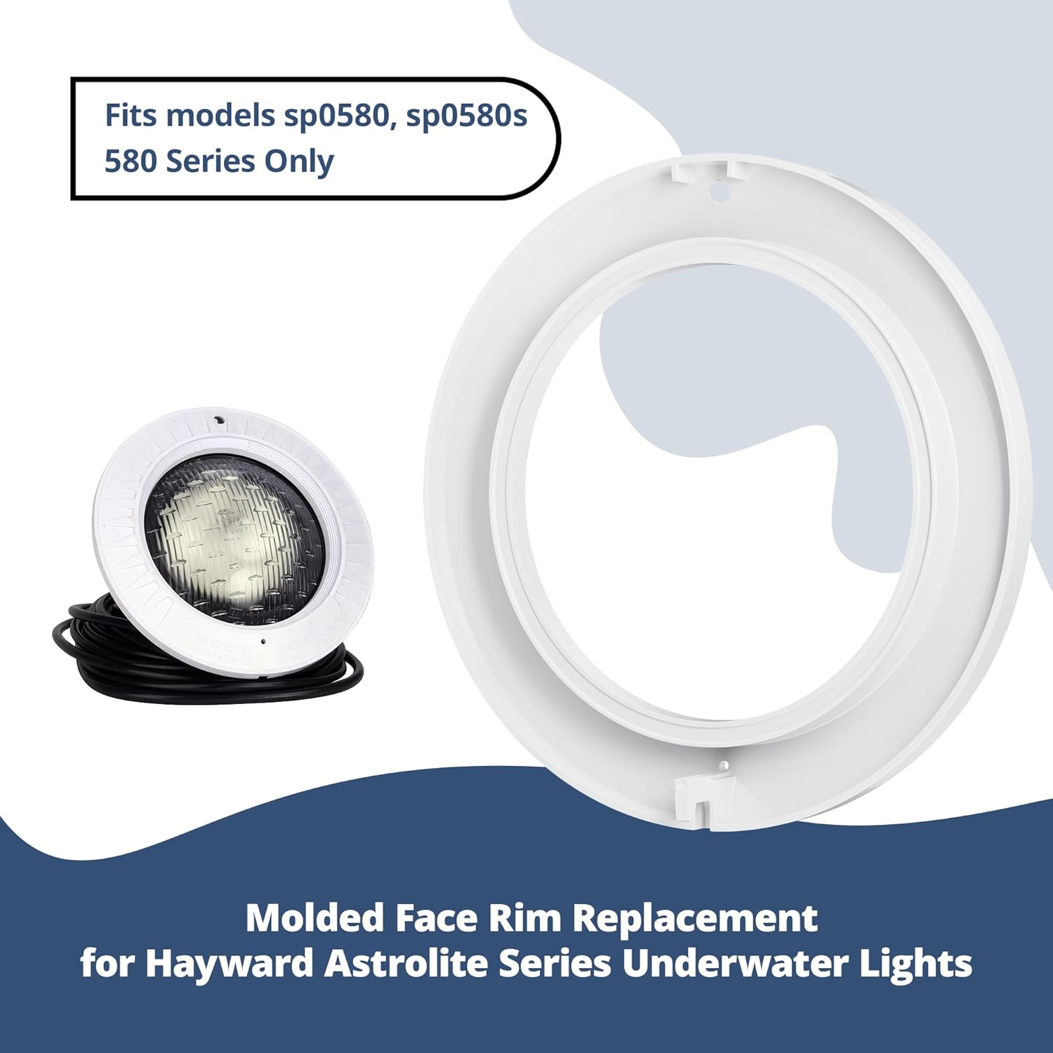 SPX0580A Pool Light Face Plate Rim – Compatible with Hay-ward AstroLite Series SP0580 & SP0580S, Molded Plastic Rim for Underwater Lights – Pool Lights Cover Replacement Parts