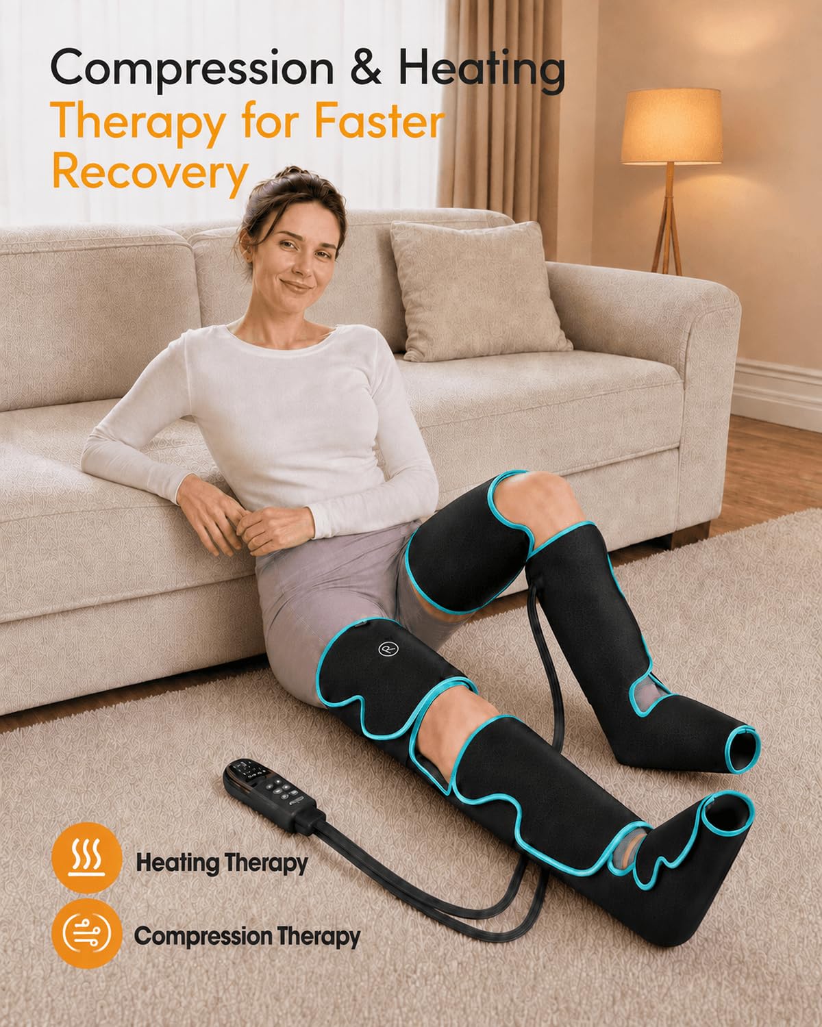 Massaggiatore per gambe con compressione dell'aria e riscaldamento per la