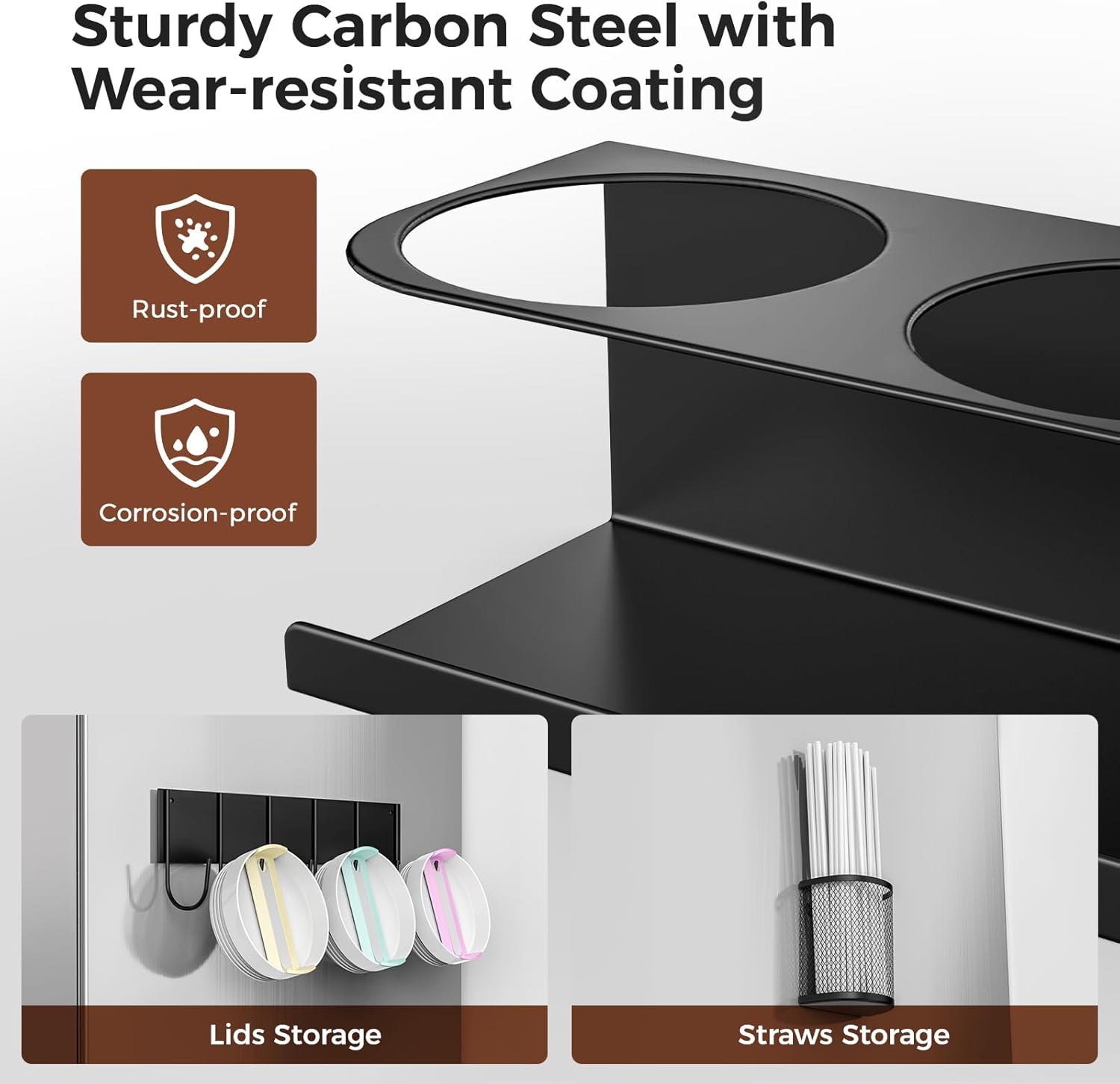 MoKo Magnetic Stanley Cup Holder for Fridge, 2 Pack Tumbler Organizer for Stanley 30/40oz, 3-in-1 Water Bottle Organizer with Lid & Straw Organizer, Kitchen Pantry Storage for Stanley Cup Accessories - Image 5