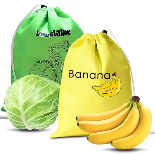 2 Pack Banana Storage Bags, Reusable Produce Saver Pouches For