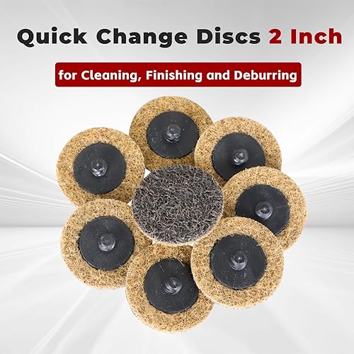 Miniatura 6 de findmall 50 discos de acondicionamiento de preparación de superficie de cambio rápido marrón de 2 pulgadas, grano grueso para limpieza, acabado y