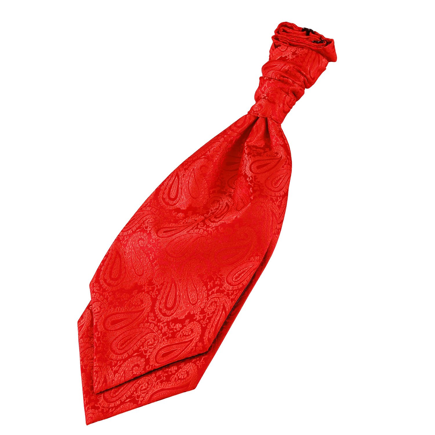 DQT Boys Paisley Floral Scrunchie Cravat – Pre-Tied Wedding Pageboy Formal Neckwear - Red
