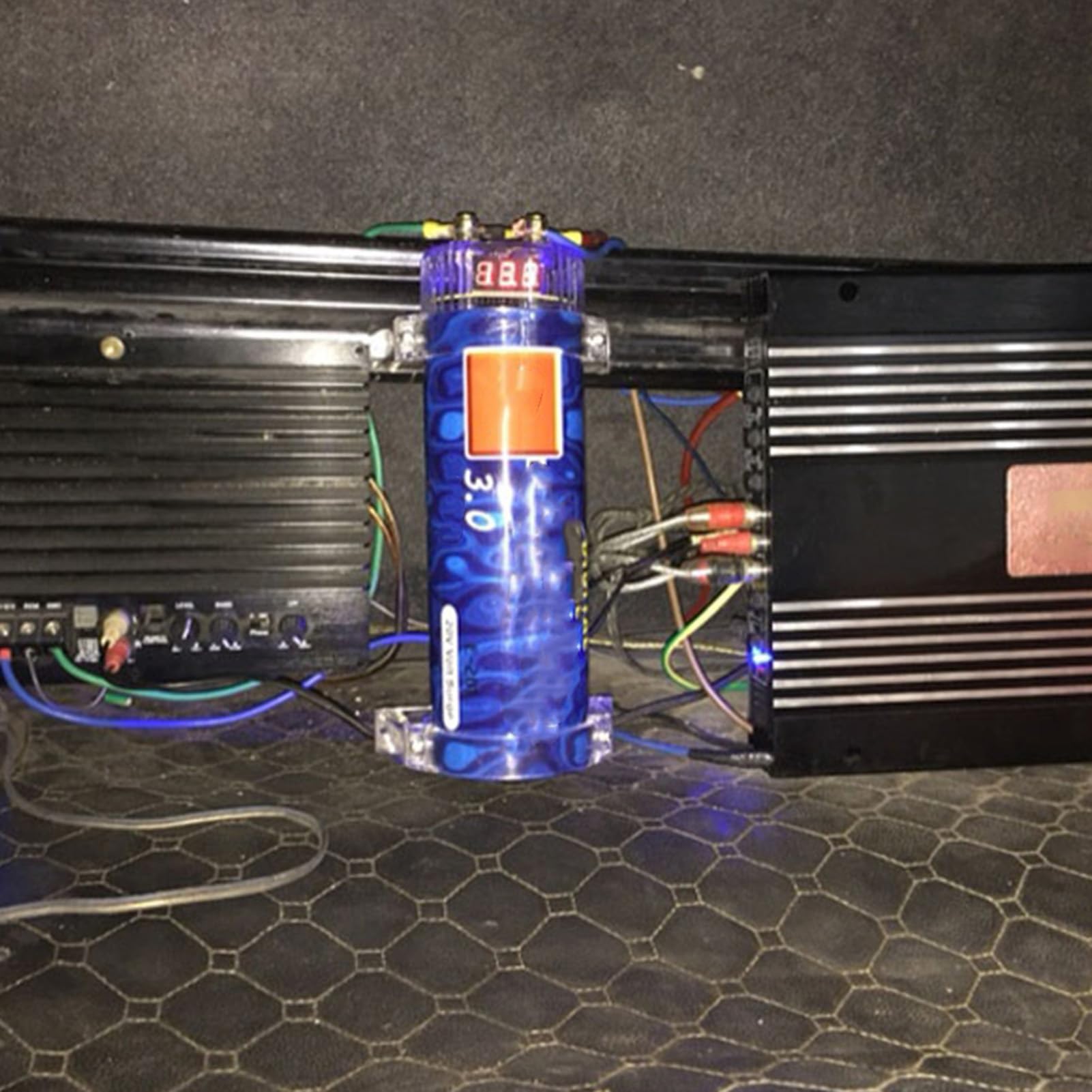 Condensador de potencia de audio para automóvil, estabilizador regulador de amplificador de aleación de aluminio, kit de cableado de instalación de amplificador para