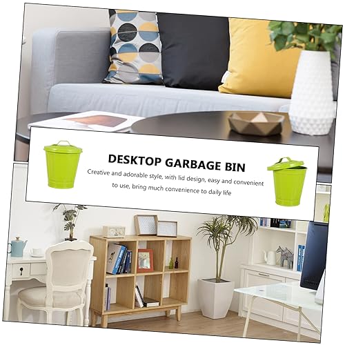 Miniatura 4 de Bote de basura pequeño para automóvil, bote de basura galvanizado con tapa, cubo de basura exterior con tapa, cesta de papel desechable, mini maceta