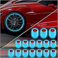 Vista 13 de 20 tapones fluorescentes para válvulas de neumáticos, tapones luminosos para válvula de aire de rueda de automóvil, accesorios de decoración