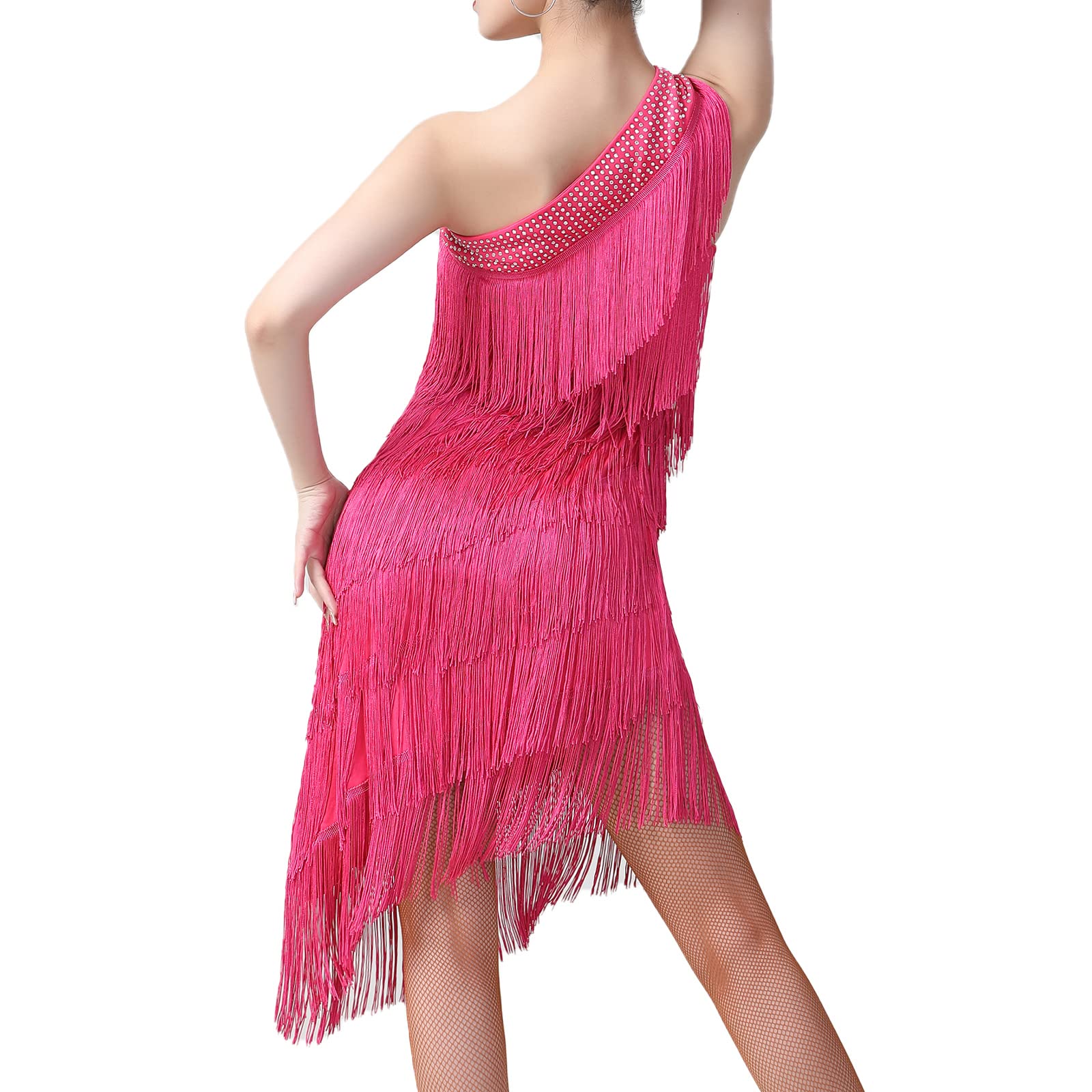 Robe garçonne à franges et paillettes pour femme Style années 1920 Gatsby asymétrique asymétrique