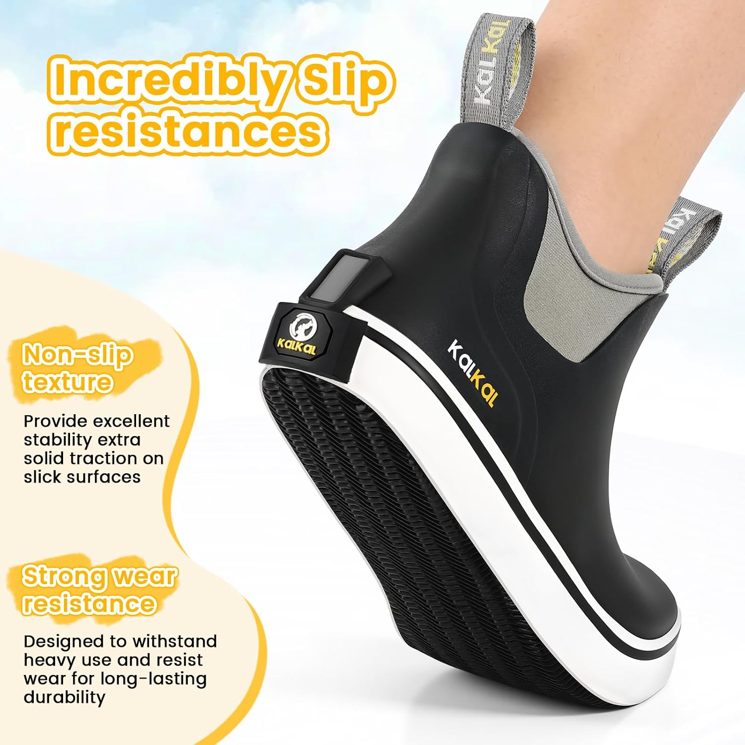 Kalkal Kids Deck Boots, Waterproof Lightweight Kids Rubber Boots, 6mm Insulated Neoprene, 360° Breathable Fabric, Anti-slip Ankle Rain Boots for Boys Girls Fishing Outdoor