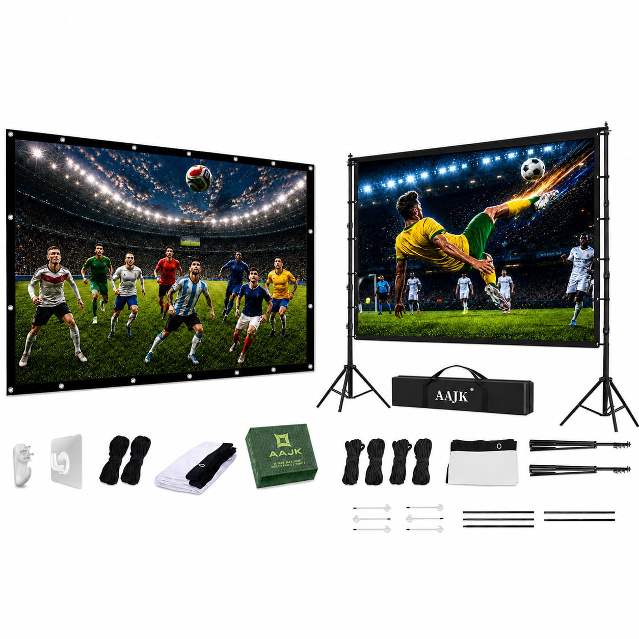 AAJK 150 inch Outdoor Projector Screen + Projector Screen with Stand