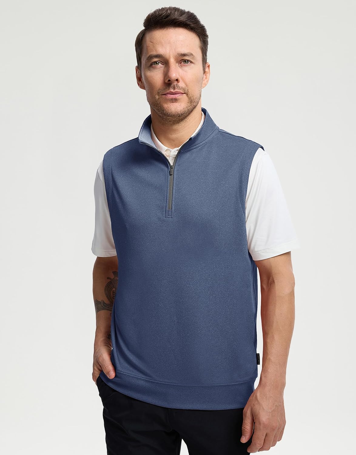 M MAELREG Mens Quarter Zip Pullover Golf Vest Mock Neck Lightweight Vest